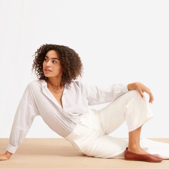 Everlane Wide Leg High Waisted Cropped Casual Quality Denim Jeans Size 8 Boho - Picture 8 of 16